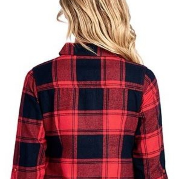 Red Buffalo Plaid Flannel Long Sleeve Button Shirt - Picture 6 of 7